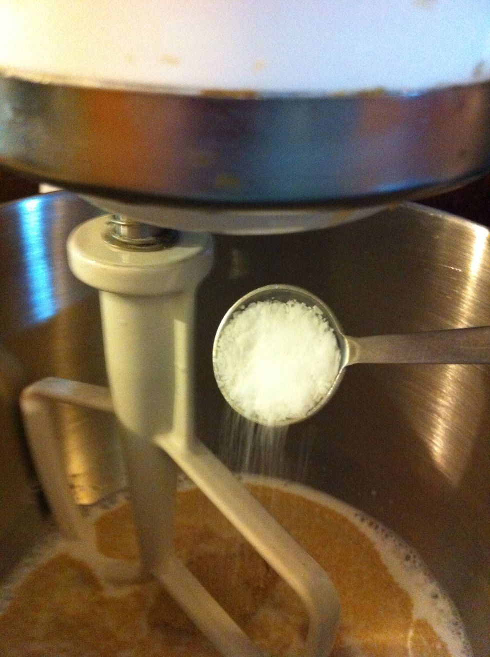 Salt in but not on top of the yeast. Do not mix yet.