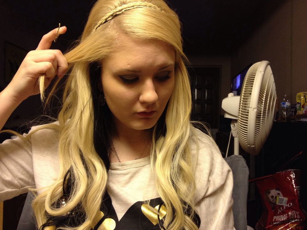 Same as the other side grab some side hair and pin back.