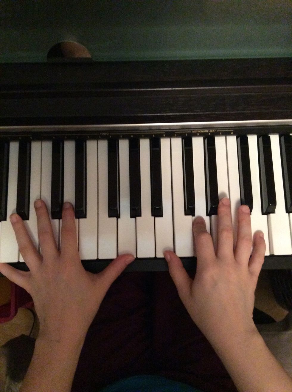 Same chord.. G major, as resolved. Left hand (oct. G) Right hand (B,D,G).