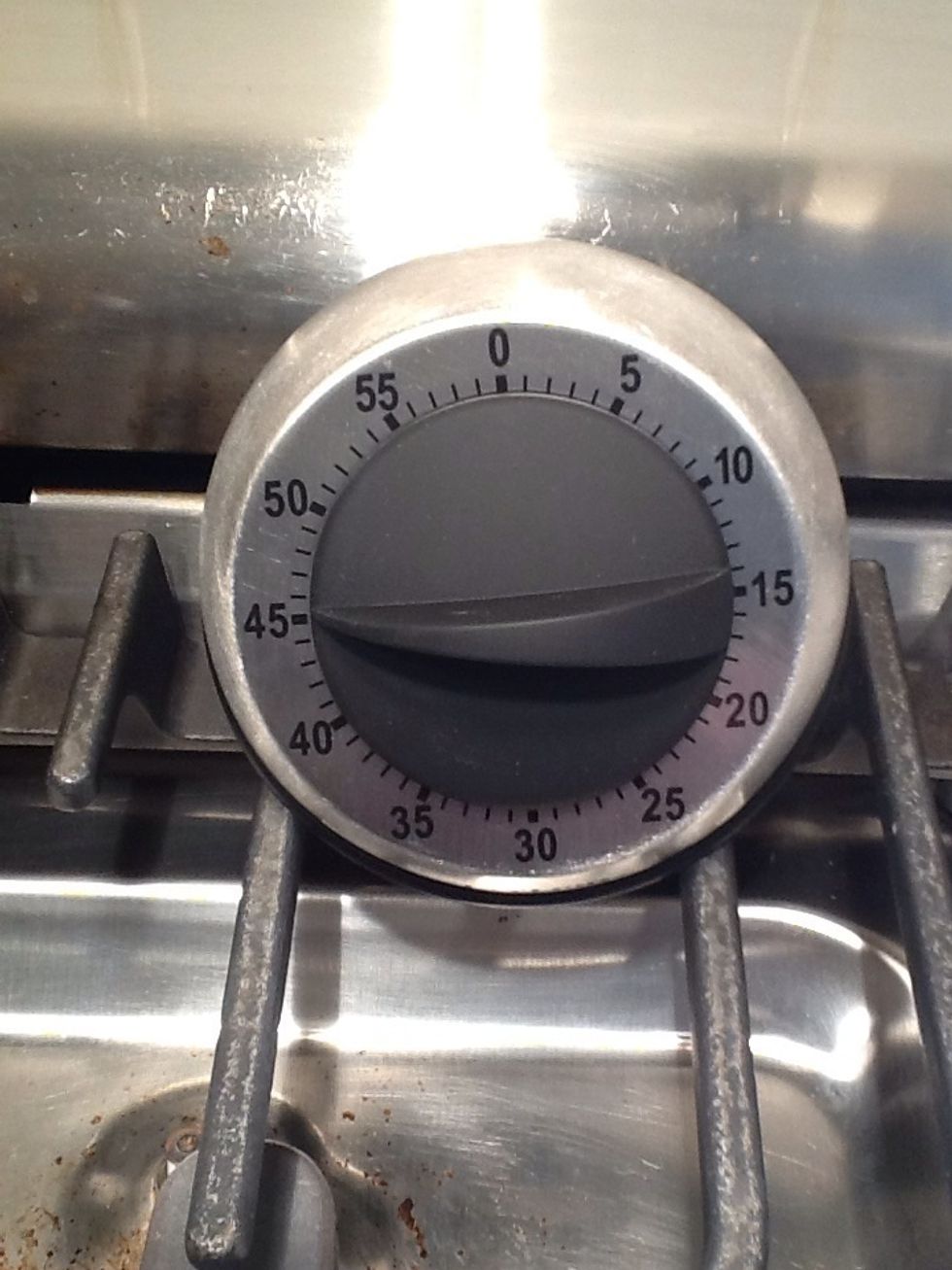 Same deal. Dough back in the bowl. You can use more spray if needs it . Cover the bowl. Set the timer for 45 minutes.