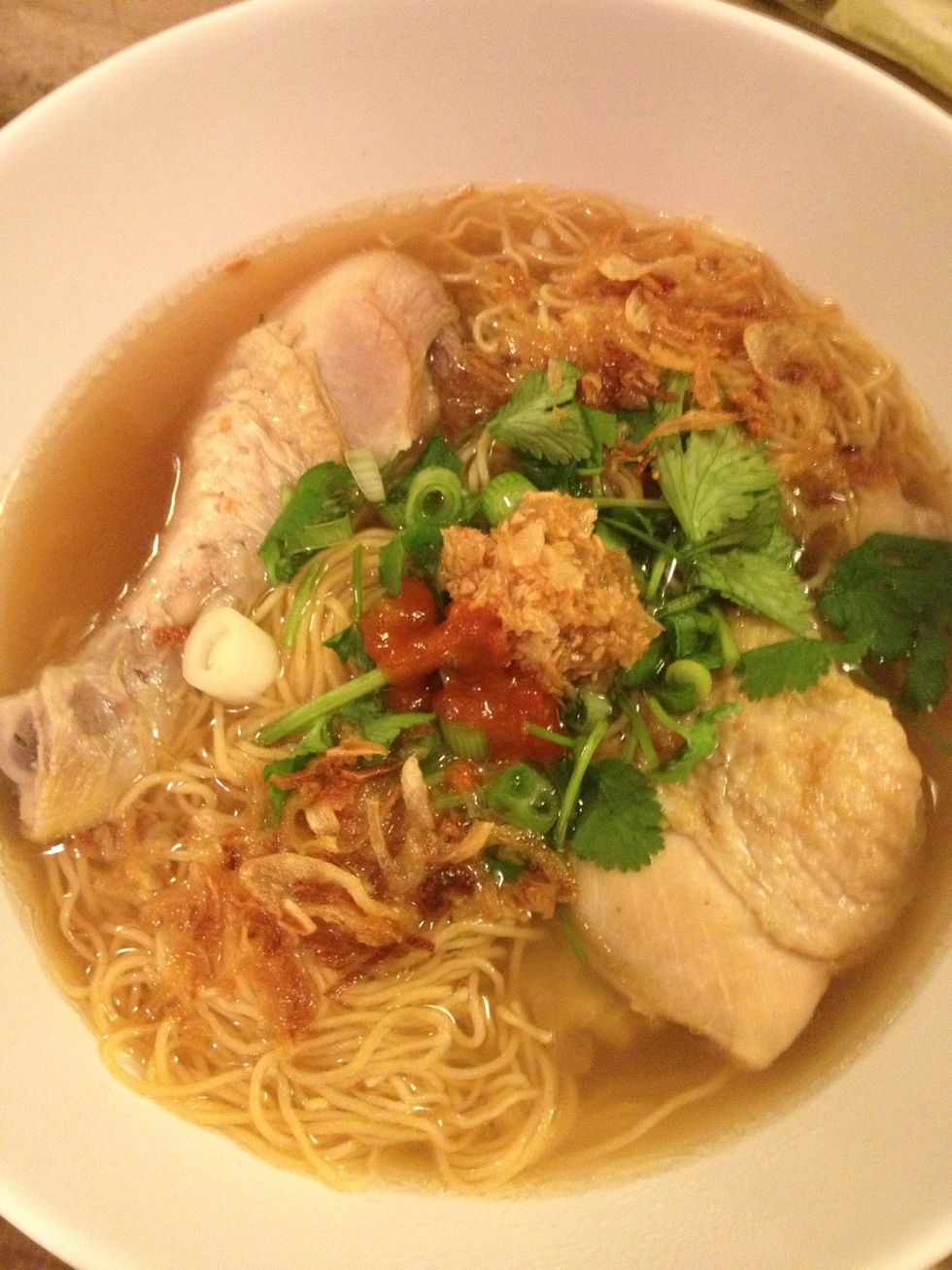 Same toppings for the other noodles. My guy hates chili oil so I put sriracha instead.