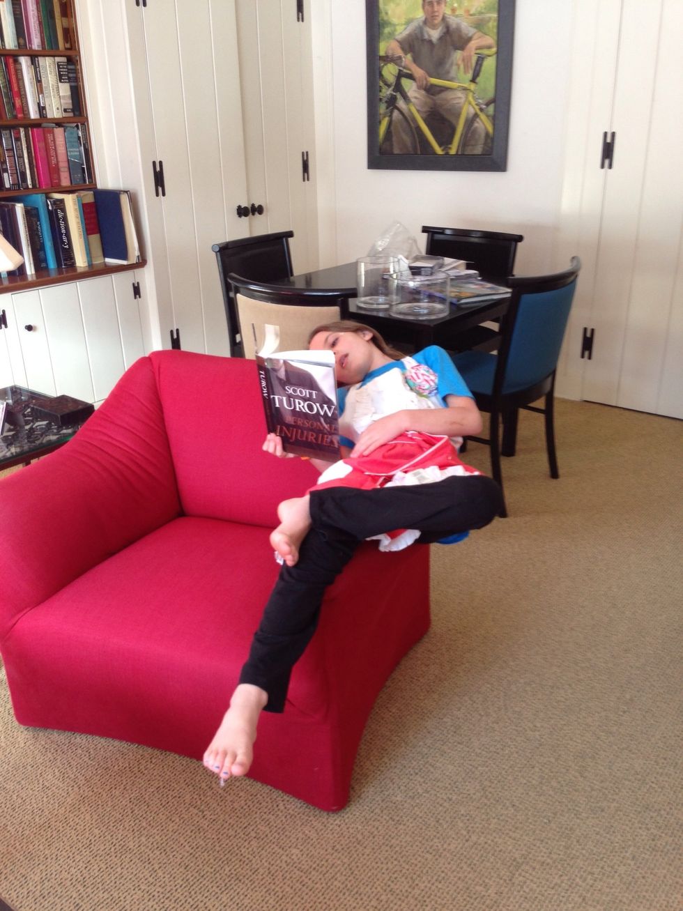 Same with Hadley. The gov't levied more fines on her banker client this week. And it's because of Bernie Madoff. Again. Dedicated lawyer that she is, her fiction of choice is written by a lawyer.