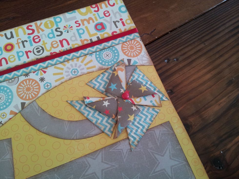 Sample of the layered pinwheel on a scrapbook page