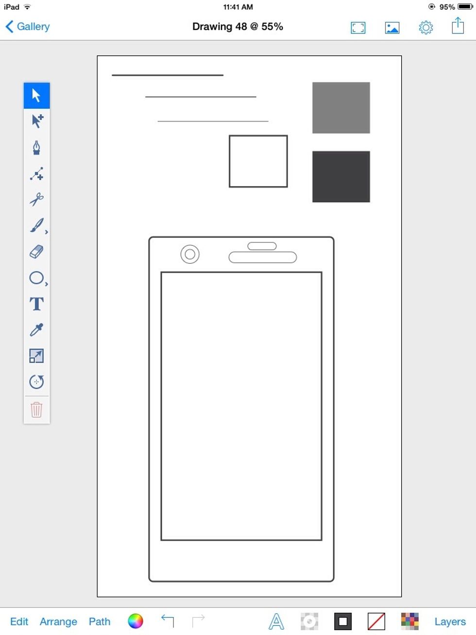 Sample the thin line, and draw more shapes for hardware parts. All corner radii should be a multiple of 3.