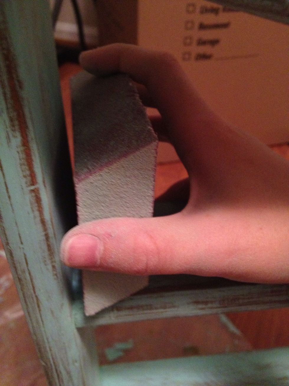 Sand corners then dust out paint bits.