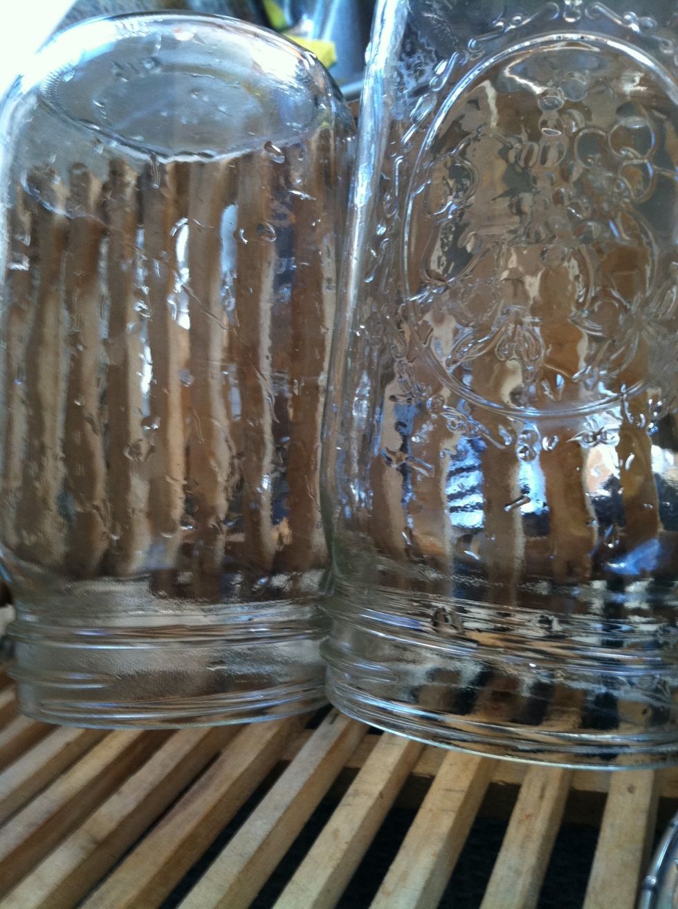 Sanitize 1 quart glass jars.