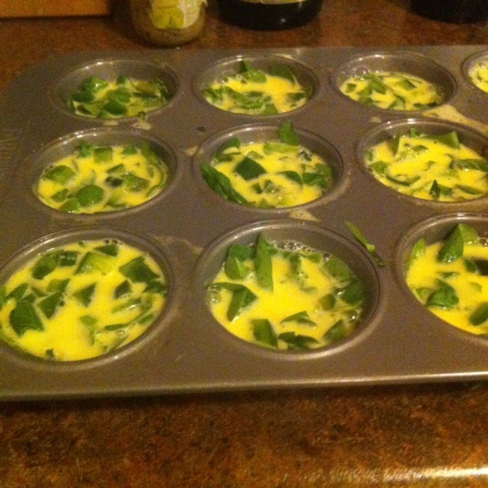 Sans cheese...  you might want to add less egg/milk mixture to cups. They will puff up. Mine did with this amount. I would add to about 1/3-1/2 full.