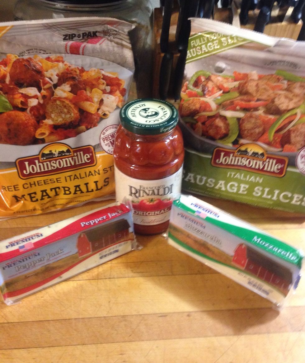 Sausage and meatballs. I usually make it from scratch but when you are in a rush you use what you got .