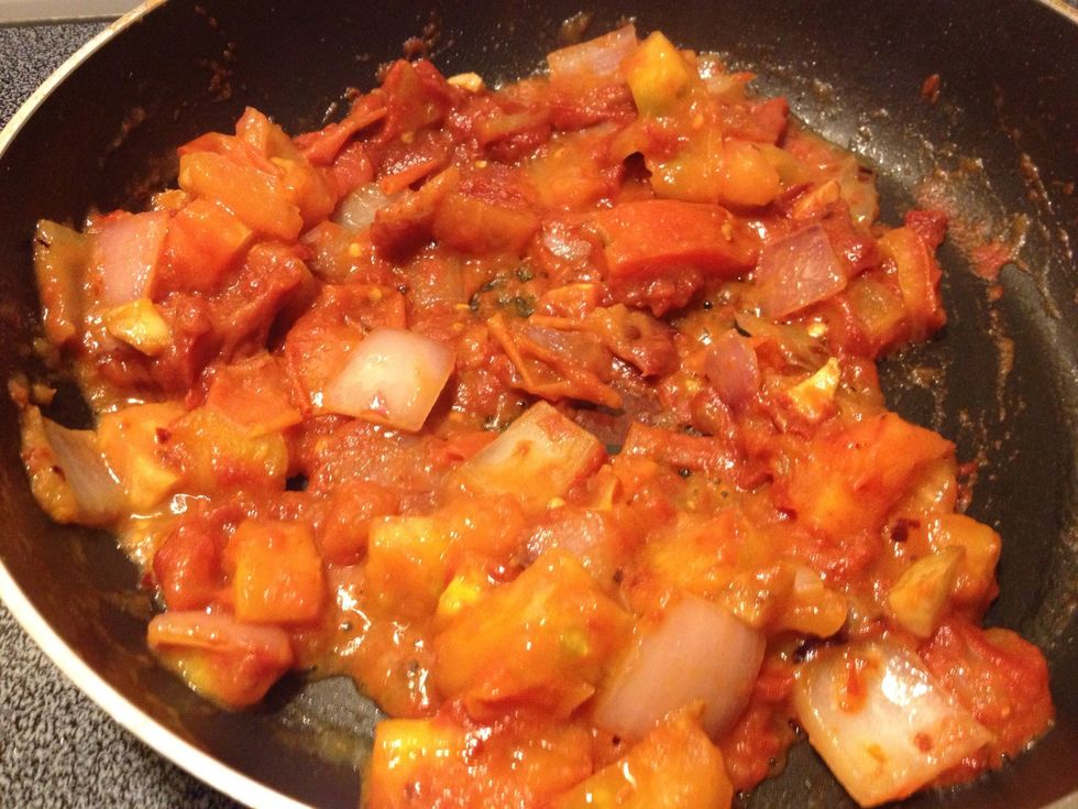 Saut\u00e9 for about 5 mins to cook the paste
