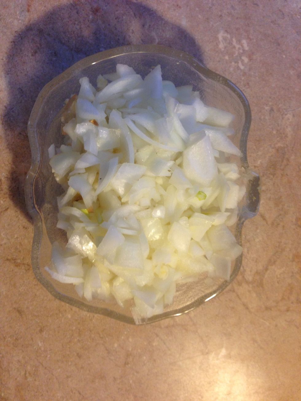Saut\u00e9  Oil, onions, and garlic