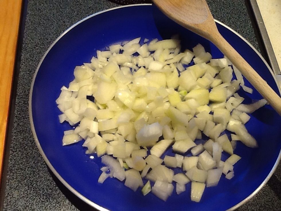 Saut\u00e9 onions in oil till clear.