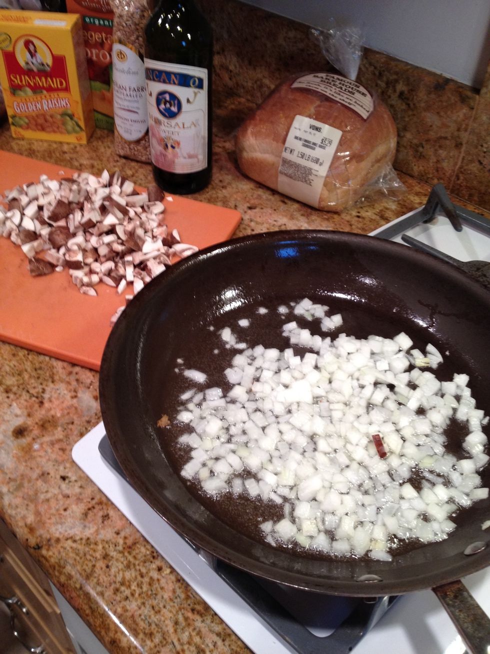 Saut\u00e9 onions until translucent