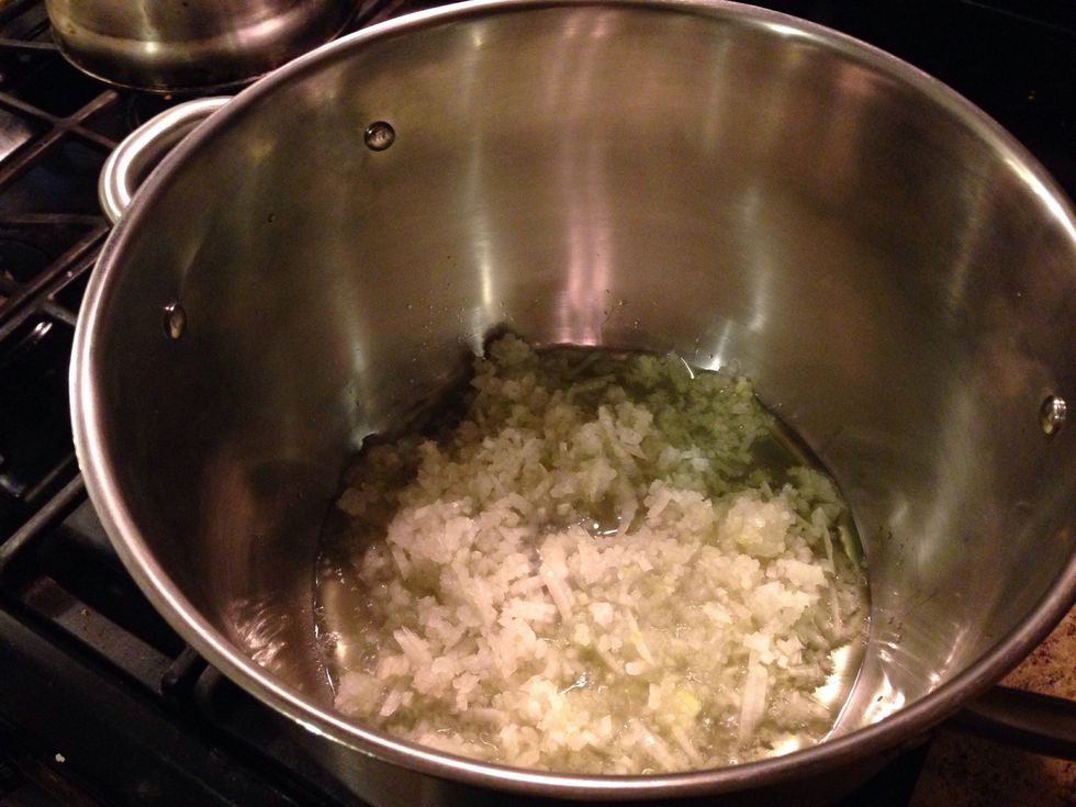 Saut\u00e9 the onions for about 3 minutes.