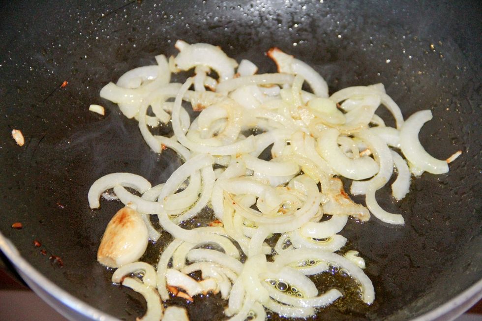 Saut\u00e9 till lighly brown.