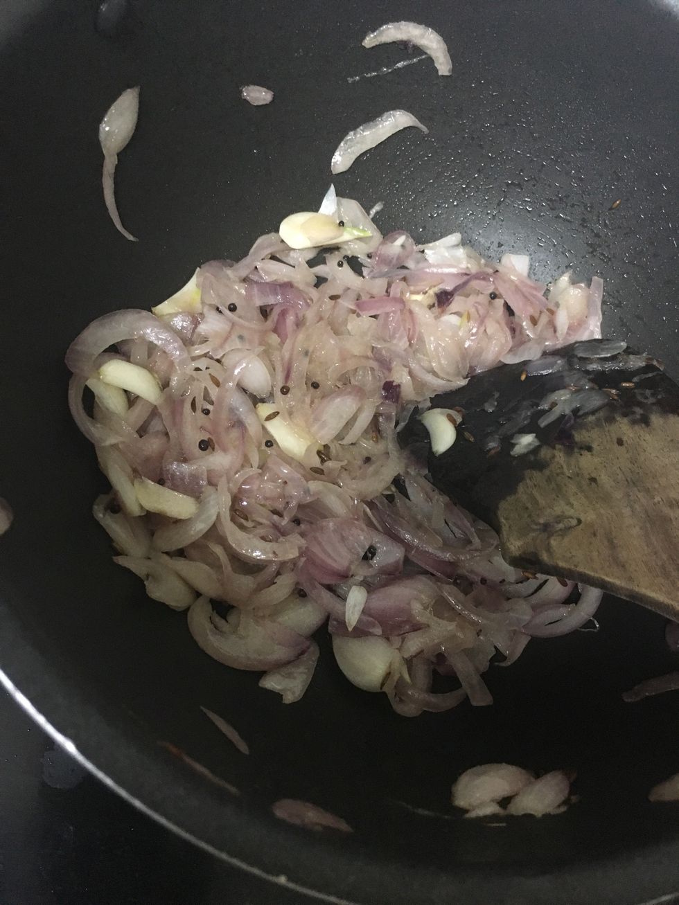 Saut\u00e9 until it becomes brown