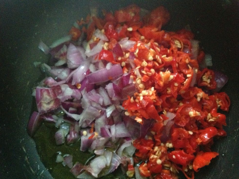 Saut\u00e9e in olive oil