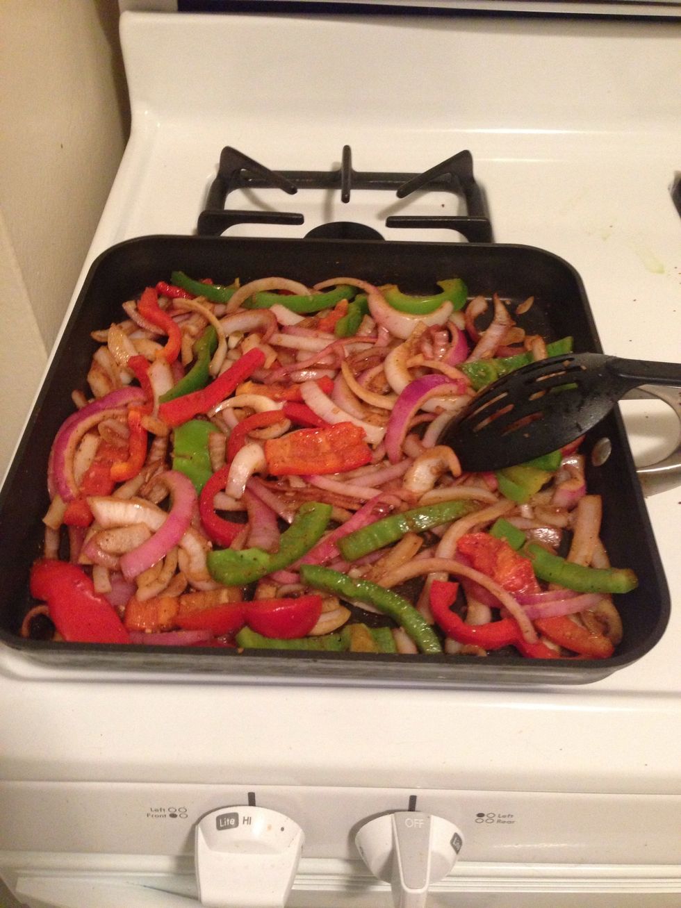 Saut\u00e9e the veggies for 10 minutes and make sure it doesn't burn.