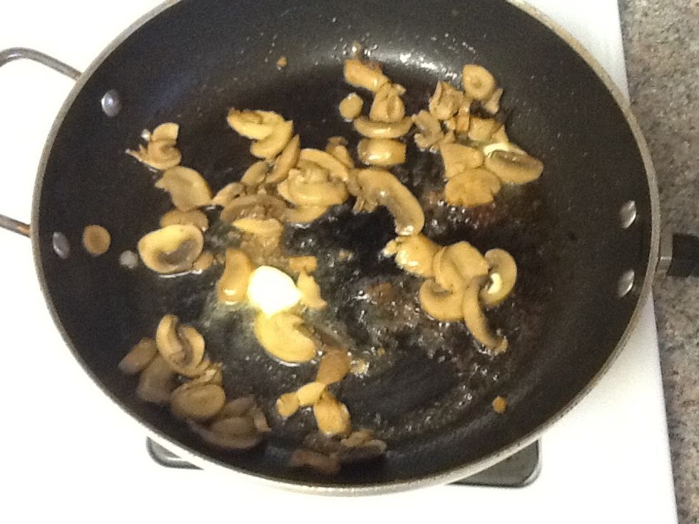 Saute the mushrooms in oil in the same pan.