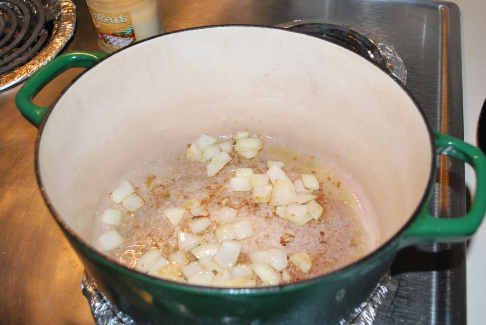 Saute the onions in olive oil until soft and translucent