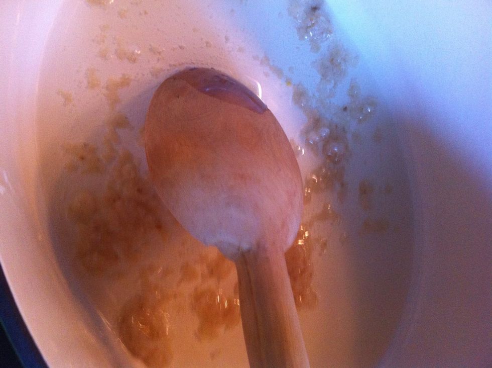 Sautee garlic until golden brown