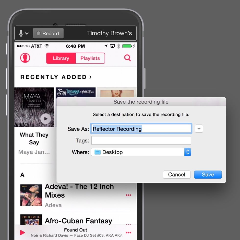 Save recording to location on your computer.