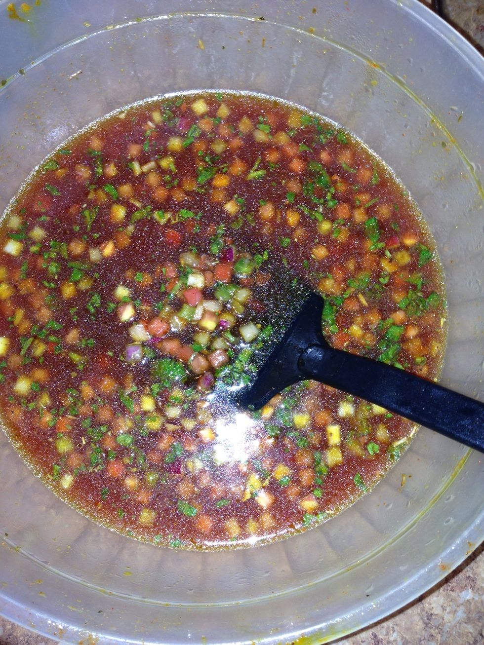 Save the season juice add your onion mix into the juice (set aside)