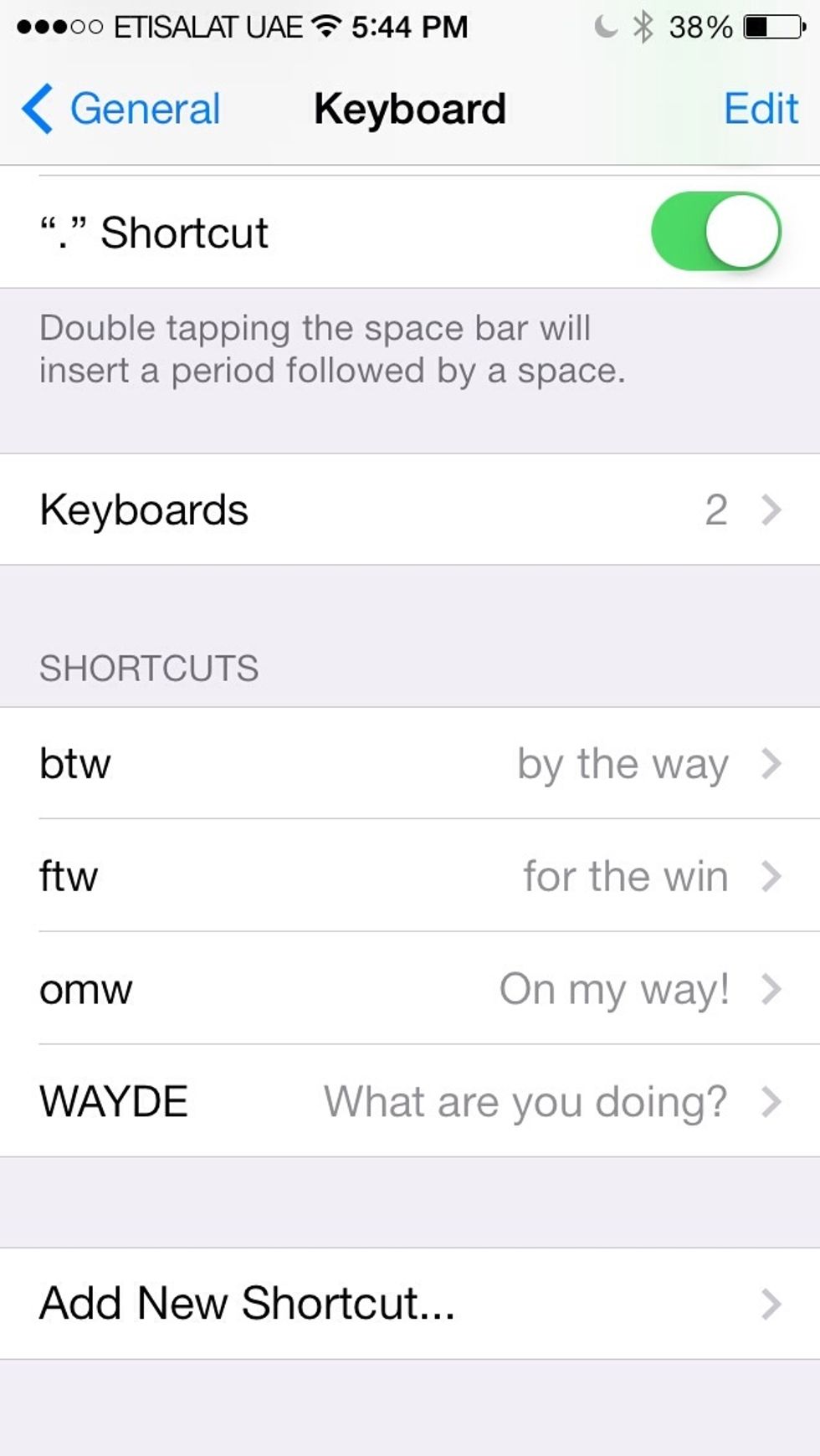 Save the shortcut. And if it's done properly, It should pop up under "Shortcuts"