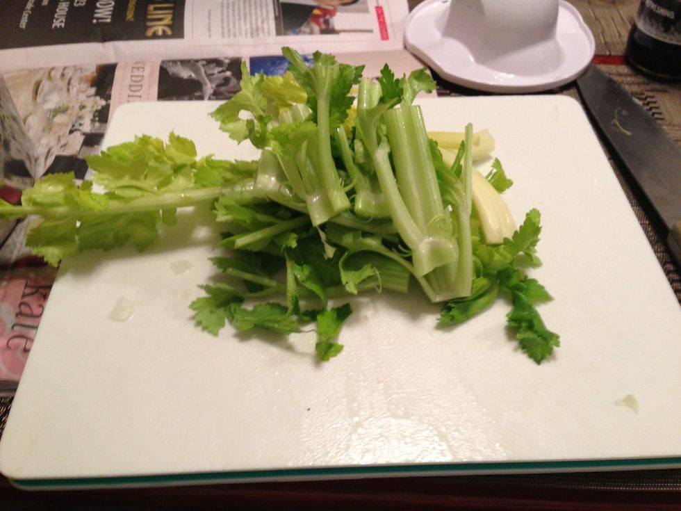 Save the tops of the celery for the stock making.