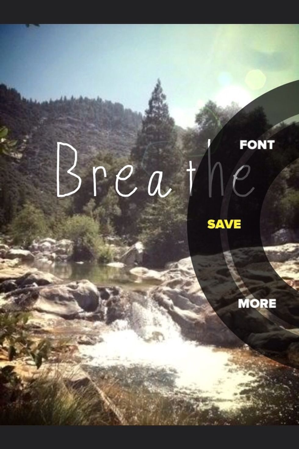 Save your photo by clicking the save button in the circle menu.