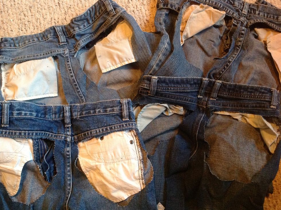 Saving these for a future craft project, still some good sized denim pieces to be had in the legs!