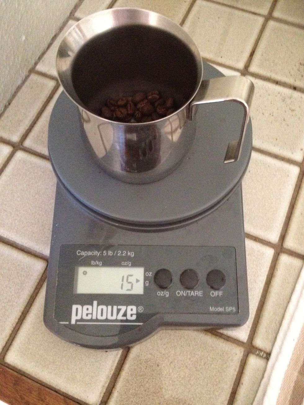 scale to measure coffee by weight 15 grams is about right for a single 8 oz cup