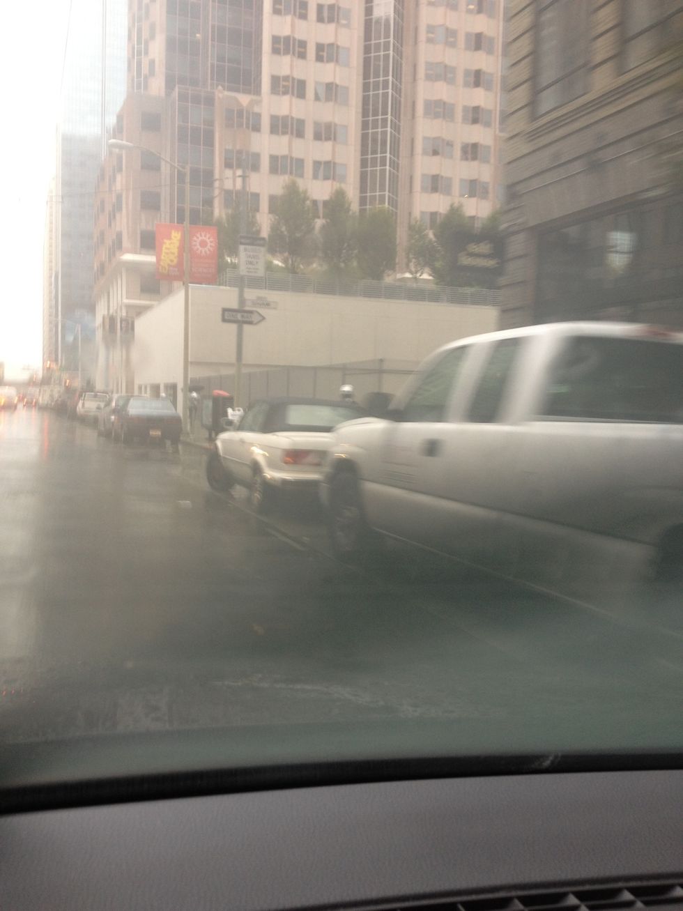 Scan slowly for spots that are situated close to your destination - the key is not getting soaked on the walk more than absolutely necessary.