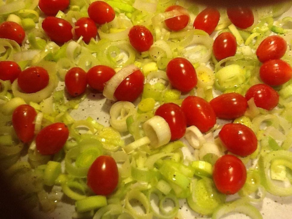 Scatter on baking sheet, drizzle with olive oil, season with salt and pepper. Roast at 400 degrees for 10-15 minues.