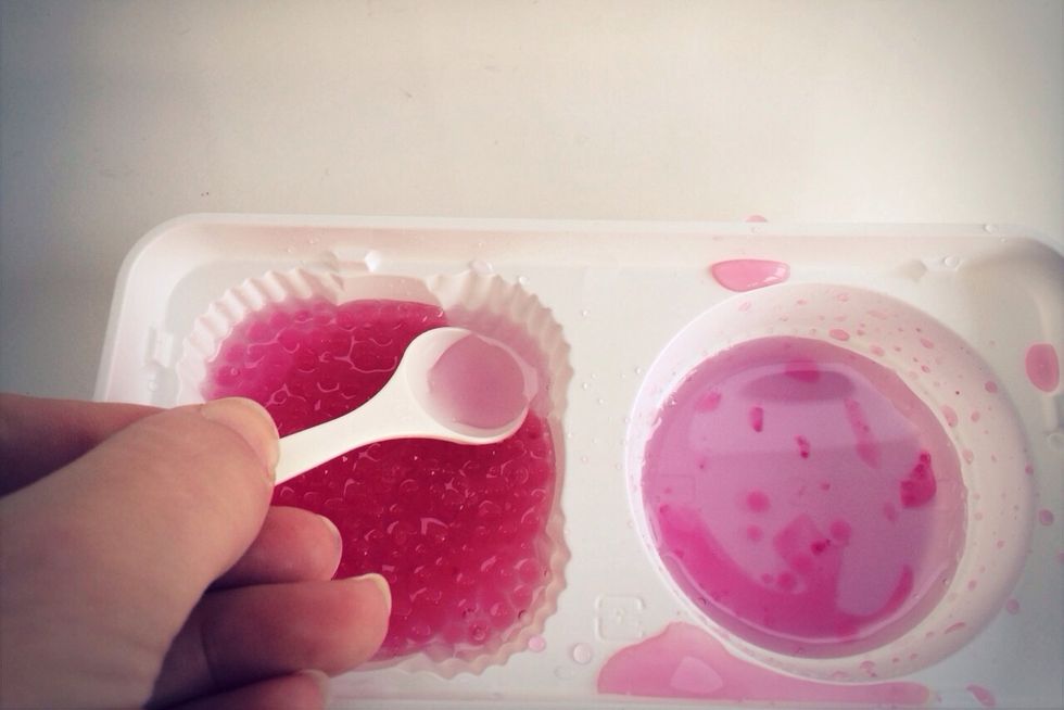 ~ Scoop 3 Scoops of Pink Liquid and Drop in #2 Right side of Tray