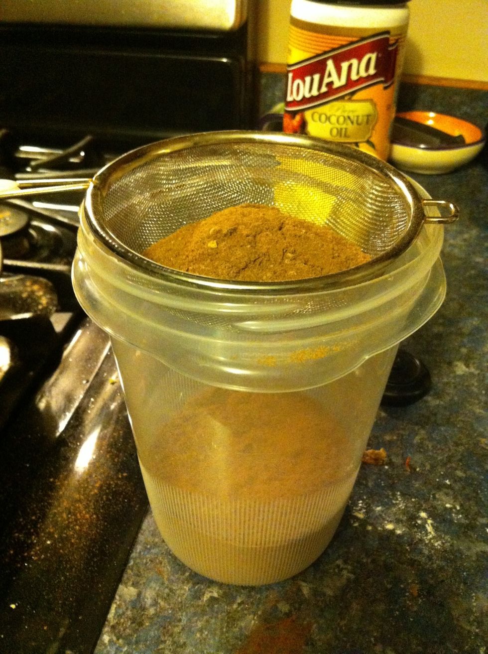 Scoop flour into sifter and sift little scoops at a time or the chunks of flour your sift will get into the flour and be rough, a little is ok though.