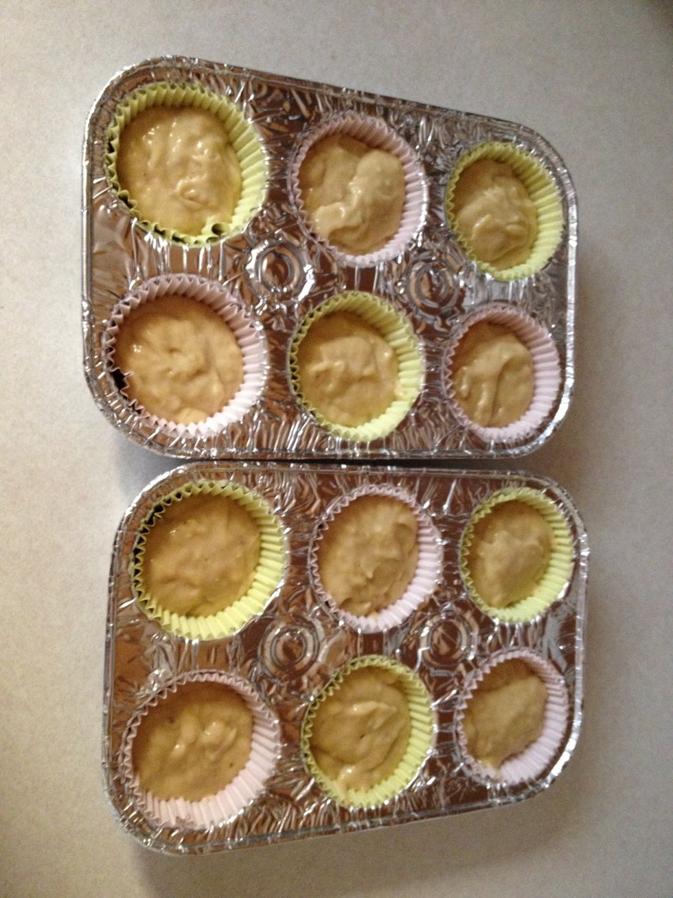 Scoop into a cupcake pan. Line the pan with baking cups for easier cleaning.