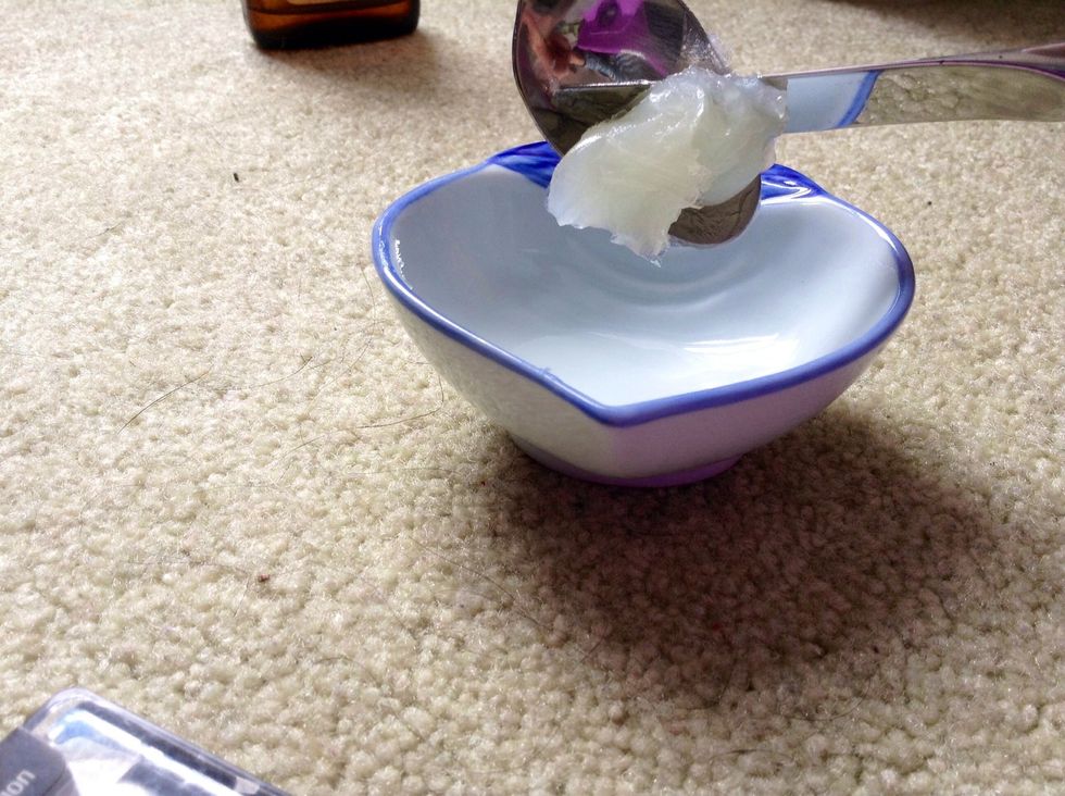 Scoop off with knife if you want you can add your vanilla or almond extract now or in later steps