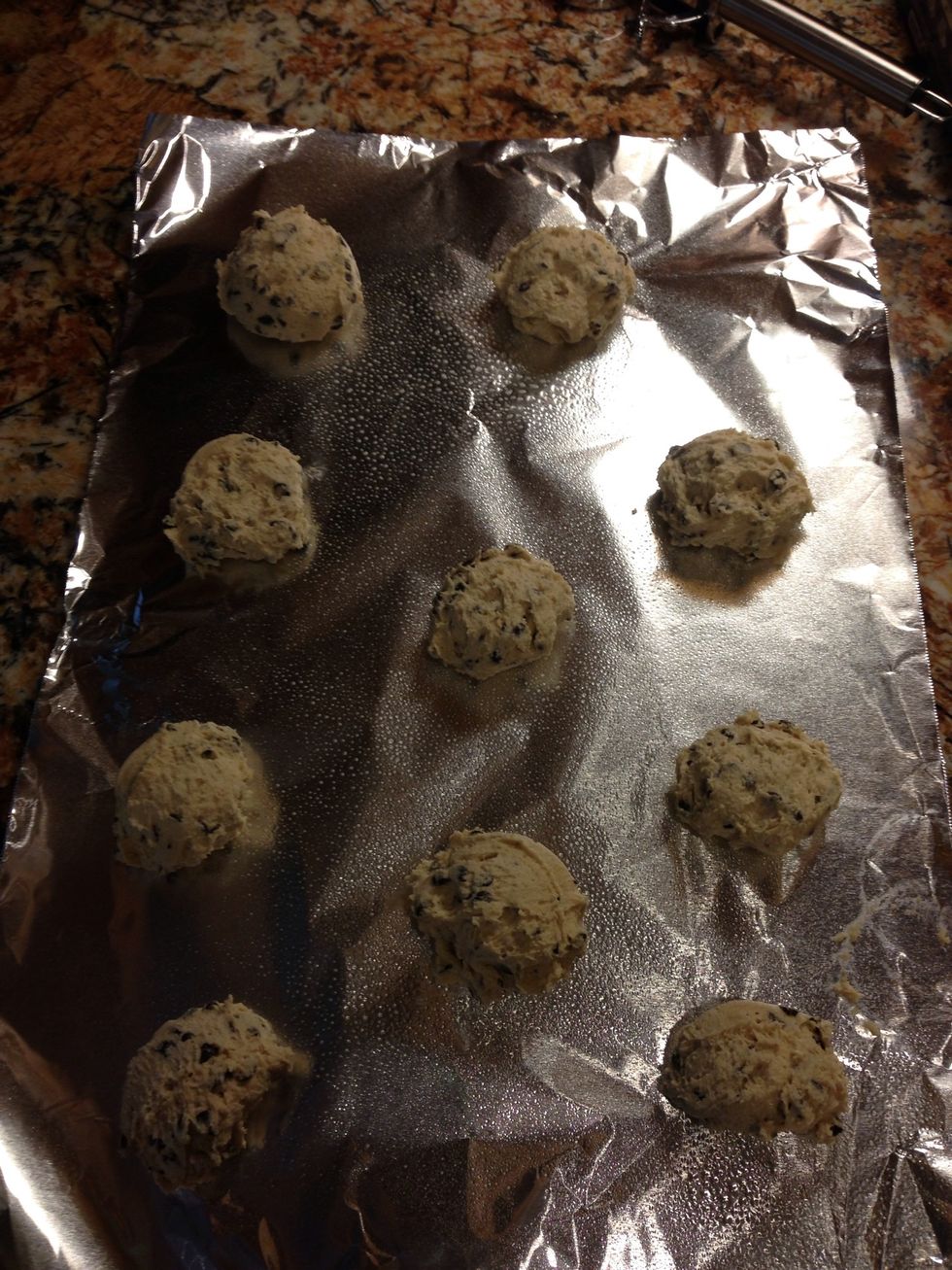 Scoop onto a piece of aluminum foil. I greased mine, but it isn't necessary!