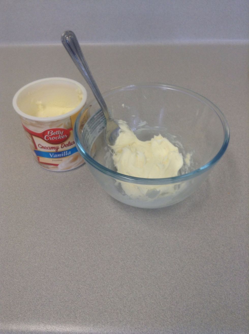 Scoop out 3 large spoonfuls of Betty Crocker's Vanilla icing into a bowl