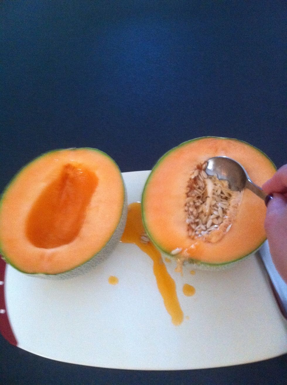 Scoop out seeds. Directly into the waste basket is ideal!