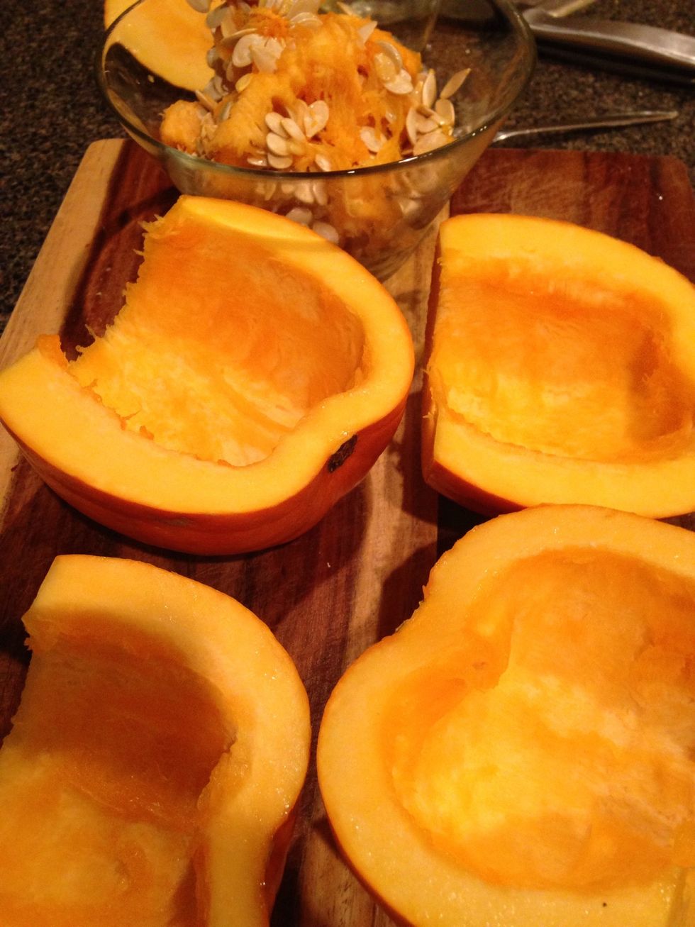 Scoop out the innards and set to side.