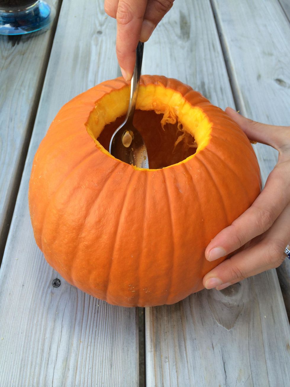 Scoop out the insides of your pumpkin.