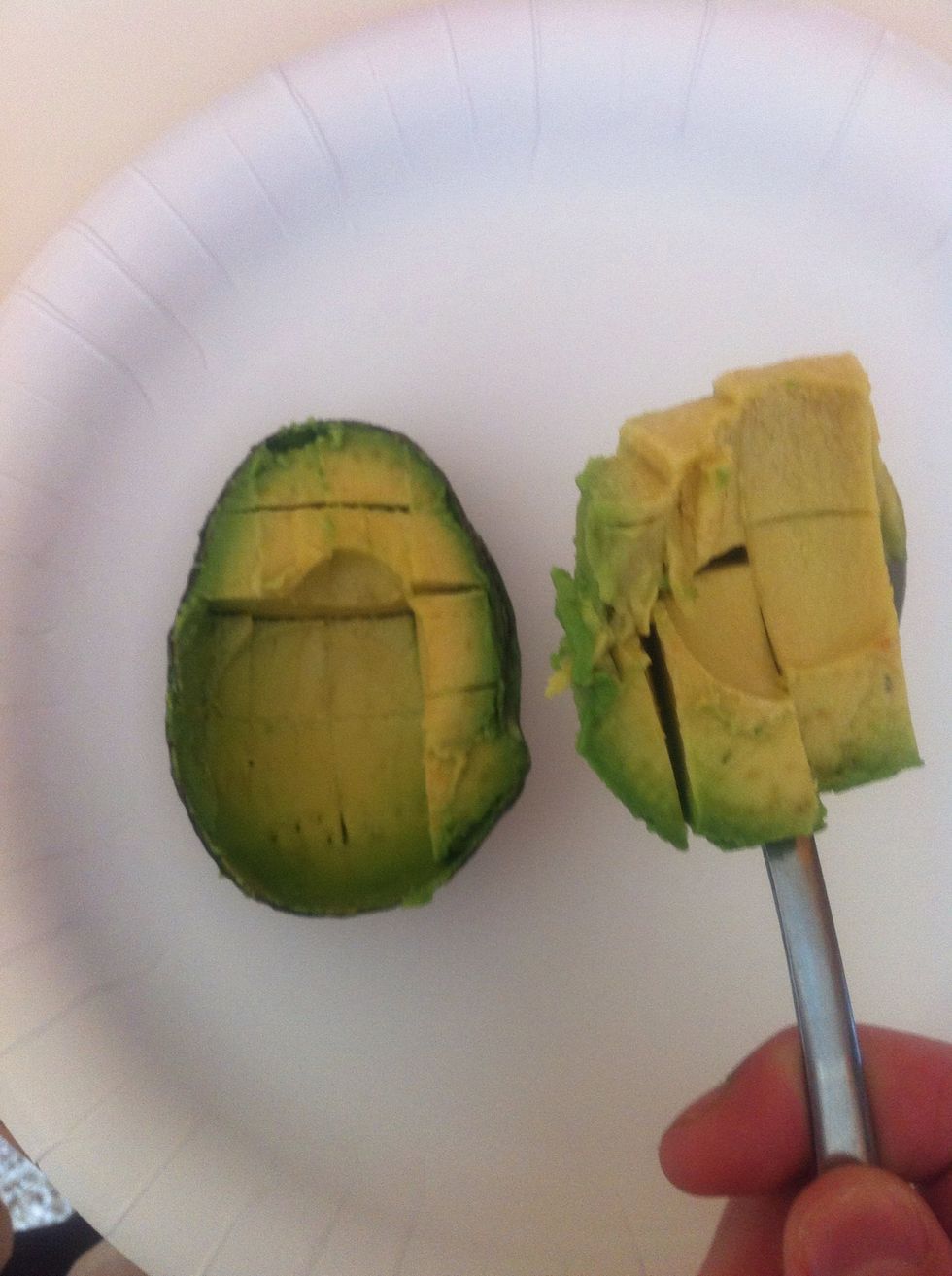 scoop out the yummy inside of the avocado using a spoon or knife. for best results use a very soft avacado.