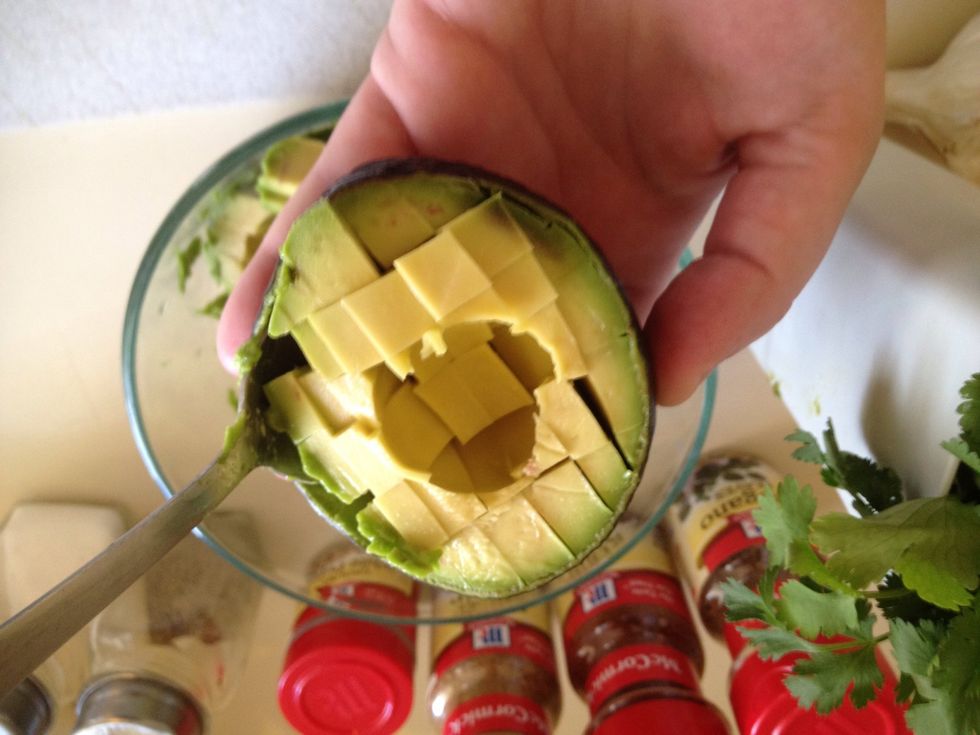 Scoop out with spoon. (oops upside down).