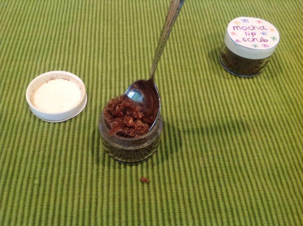 Scoop scrub into container.