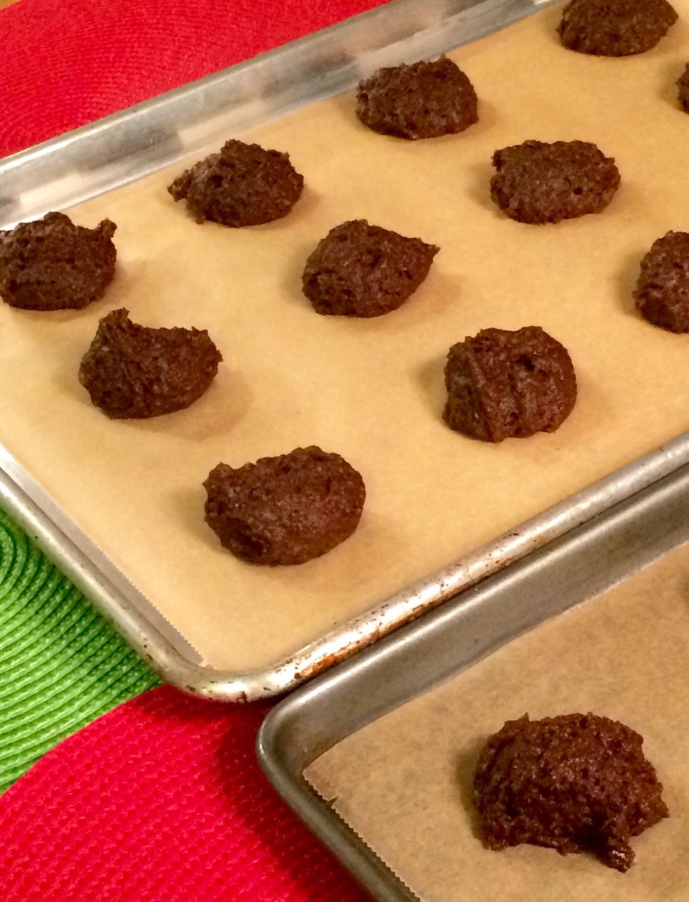 Scoop small spoonfuls of dough onto the prepared cookie sheets and bake for 12-14 minutes. Be sure not to over-bake!
