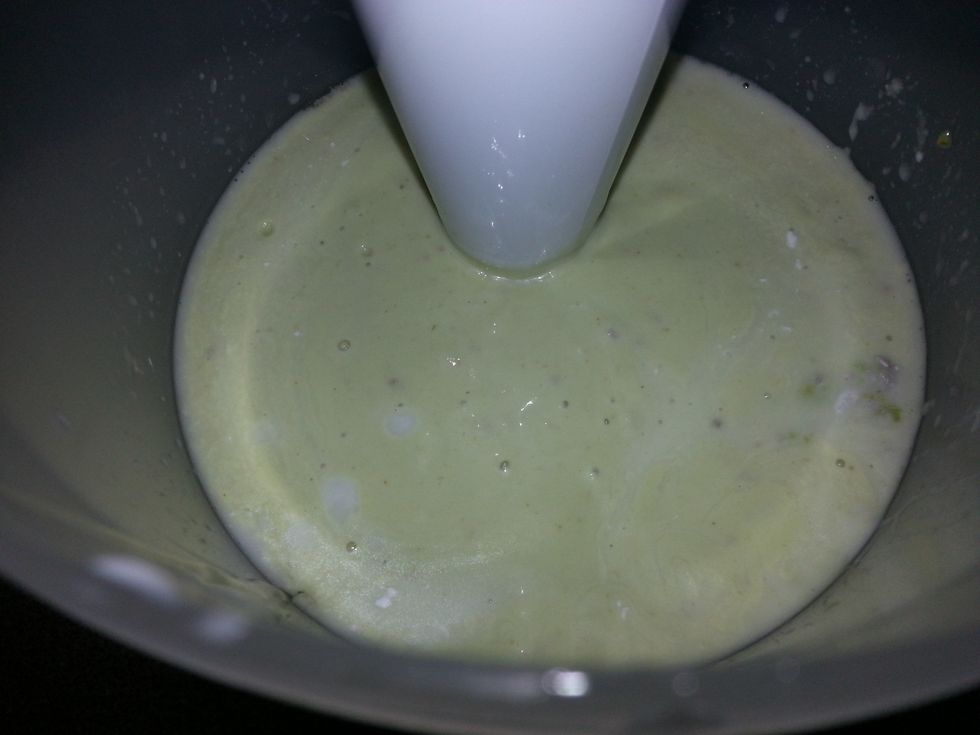 Scoop the avocado flesh. Add the coconut cream only - reserving the transparent liquid at the bottom of the can. Add all ingredients except chia seeds and blitz till smooth.