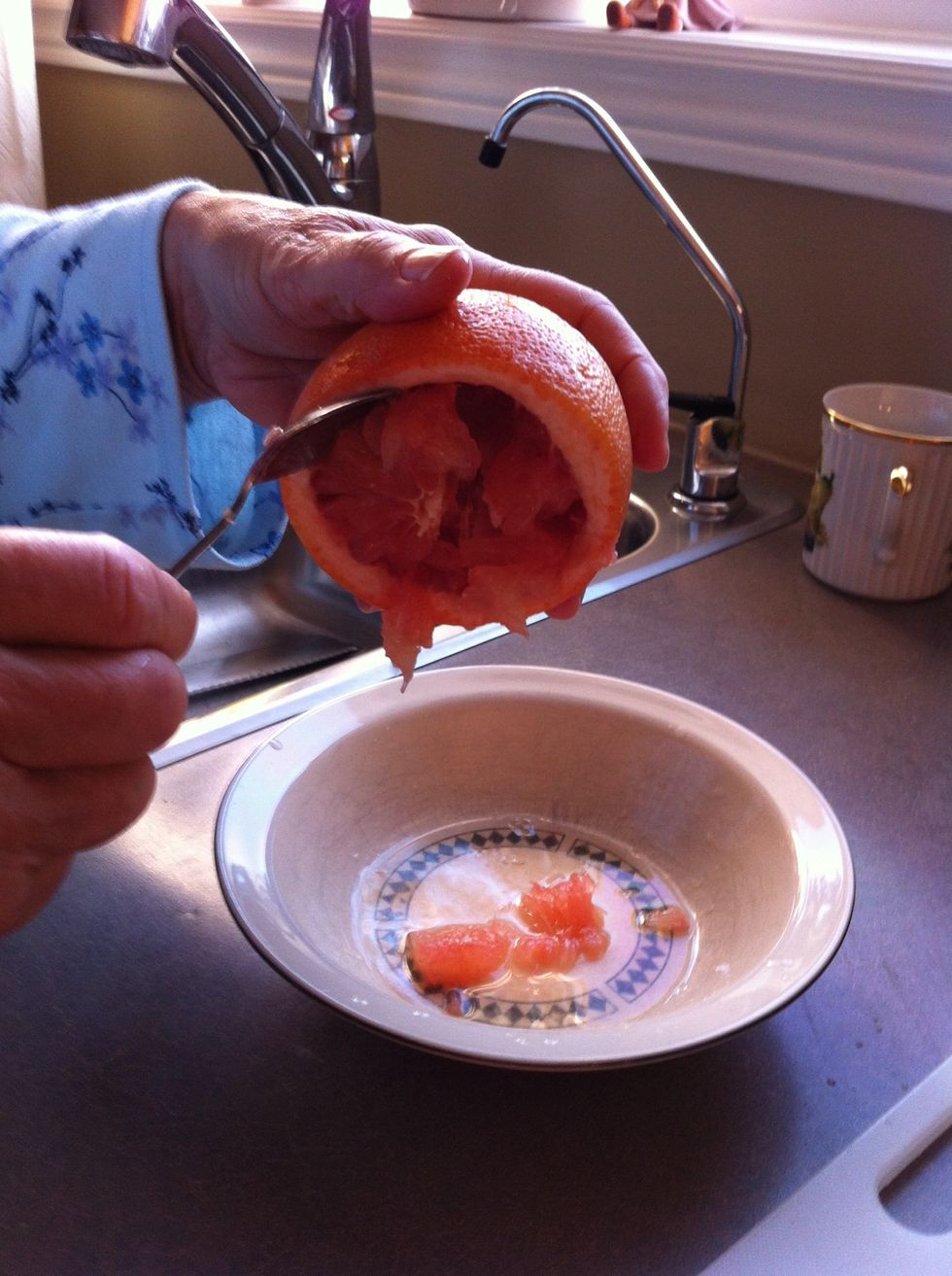 Scoop the inside of your fruit and put the guts in the bowl