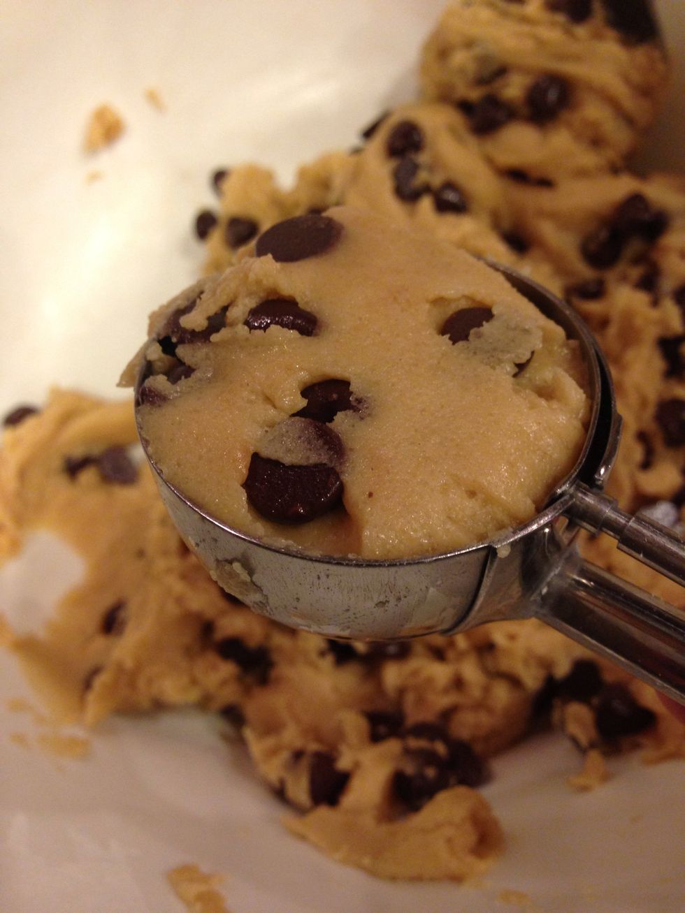 Scoop with ice cream scoop.