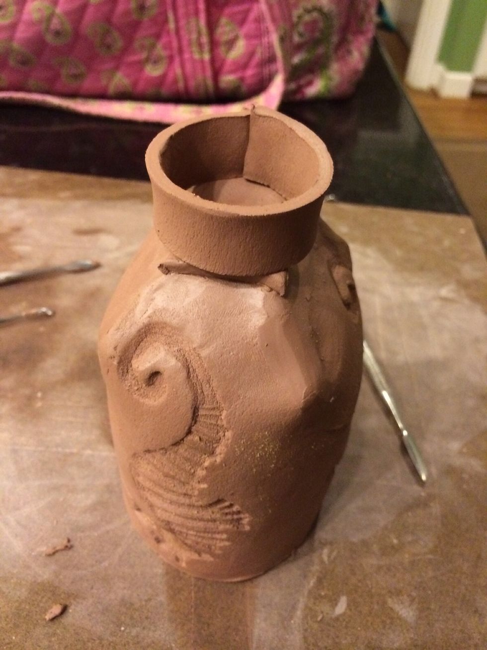 Score and slip, then add to the base